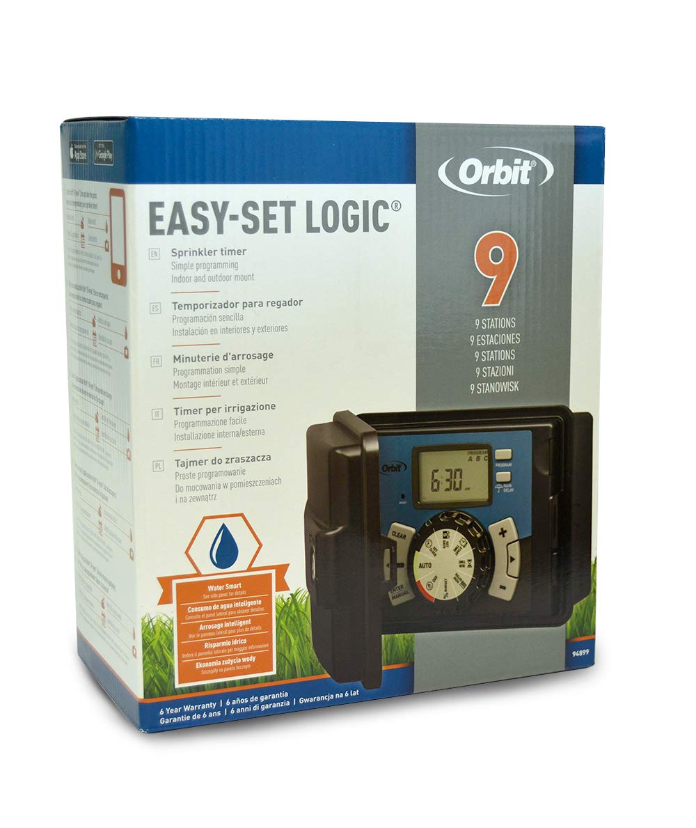 S&M Orbit 94899 – Programador de riego automático Easy-Set Logic con Tapa-9 Zonas de riego
