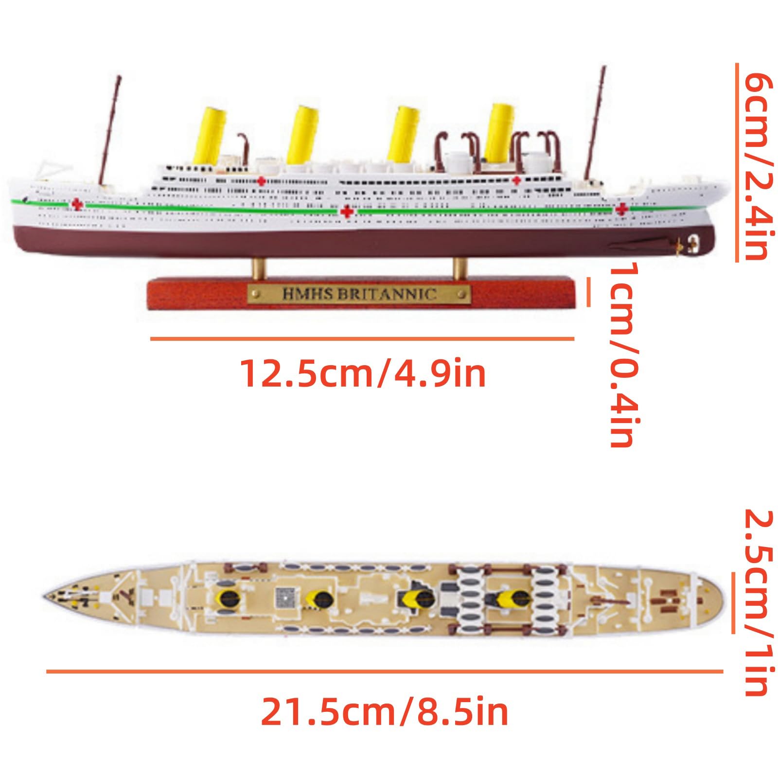 1:1250 Scala HMHS Britannic Cruise Ship Model Alloy Die-Cast Vessel Steamship Miniature Hobby Model Kit per adulti e bambini