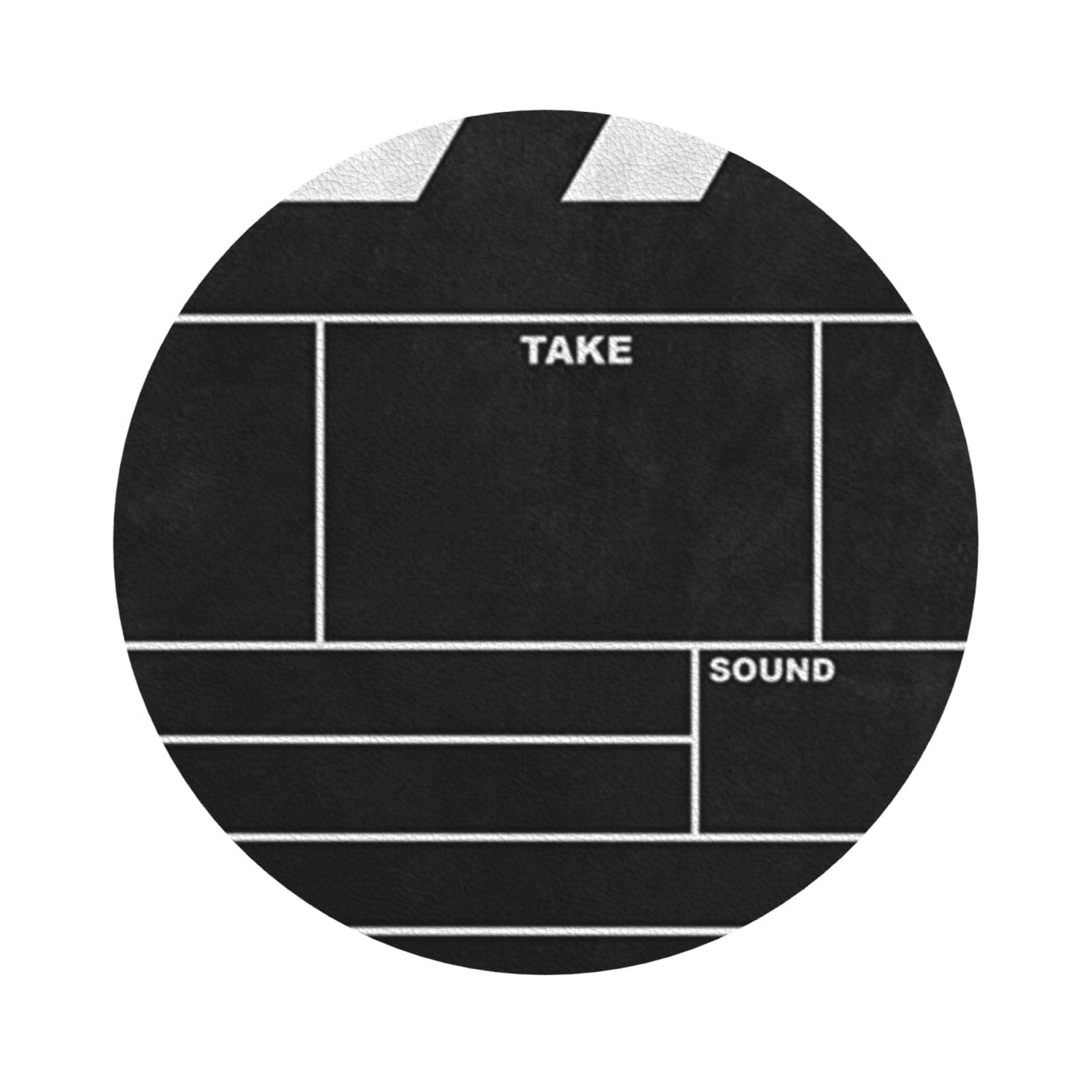 Classic Movie Clapboard Black PU Leather Coasters Set of 6 Round Drink Coasters
