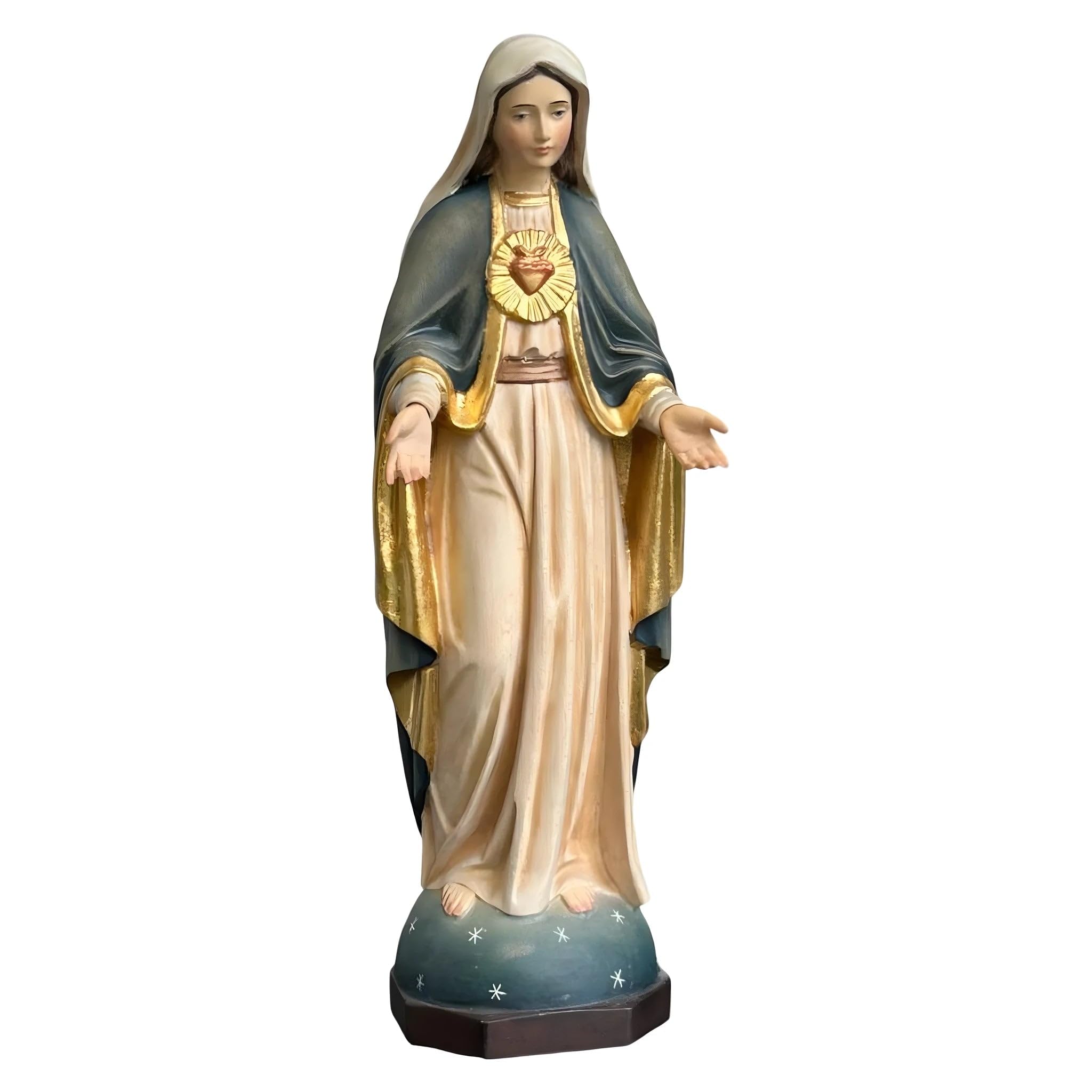 Cœur sacré de Marie en bois de 20 cm Dolphes, la douceur spirituelle pour votre foyer