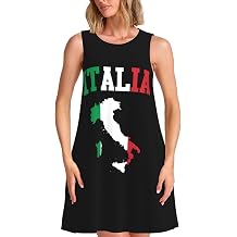 SUNNYEE Italia Flag Italy Italian Italiano Womens Sleeveless Dress Round Neck Dresses Loose Dress Summer Beach Tank Sundresses A-Line Flare Shirt Dresses Outfits with Pockets Medium Purple