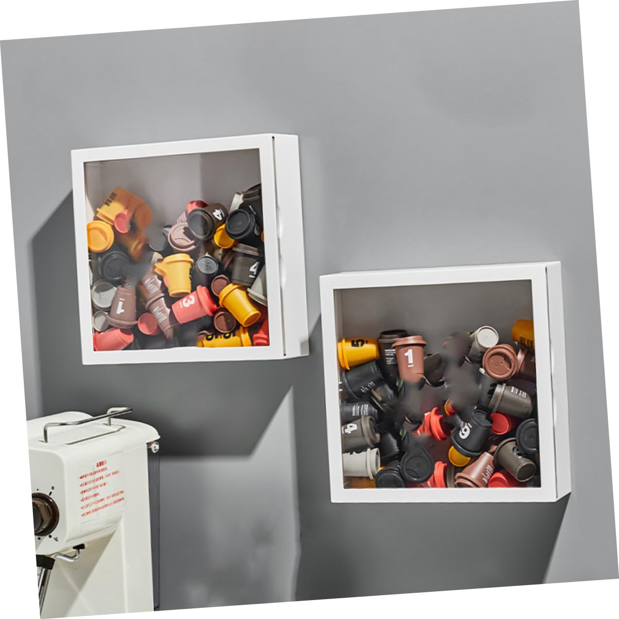 Expositor Transparente para Pared, Caja Organizadora de Juguetes en Color Blanco, Vitrina para Figuras de Colección, Estuche Almacenamiento para Manualidades y Objetos
