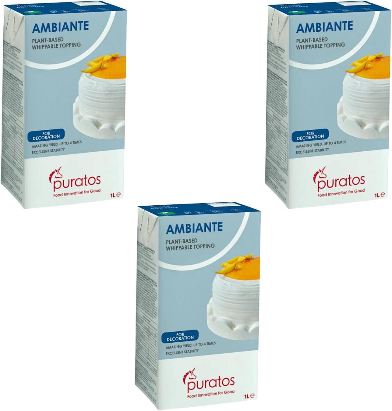 Nata Vegetal Ambiante Puratos | 100% Natural Vegana | Envase 1L Usos Profesionales Domésticos (1L, 3, unidad)