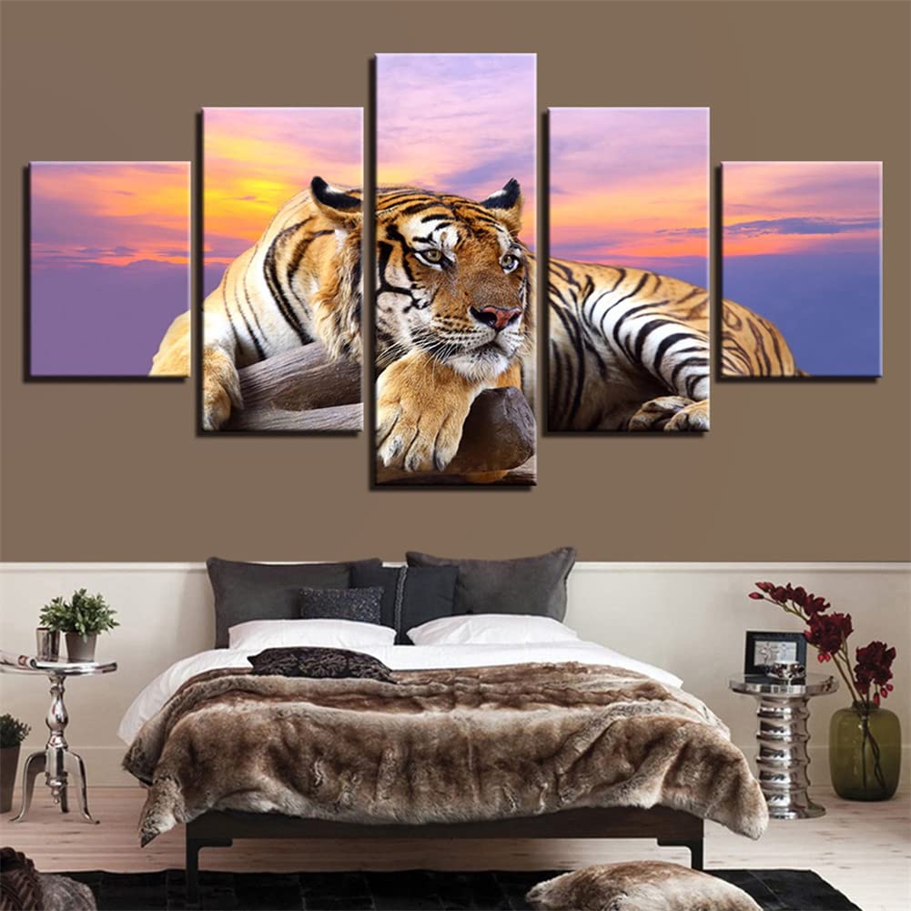 Broderie Diamant 5D Tigre Grand Format DIY avec Strass Carrés Taille 4 pour Déco