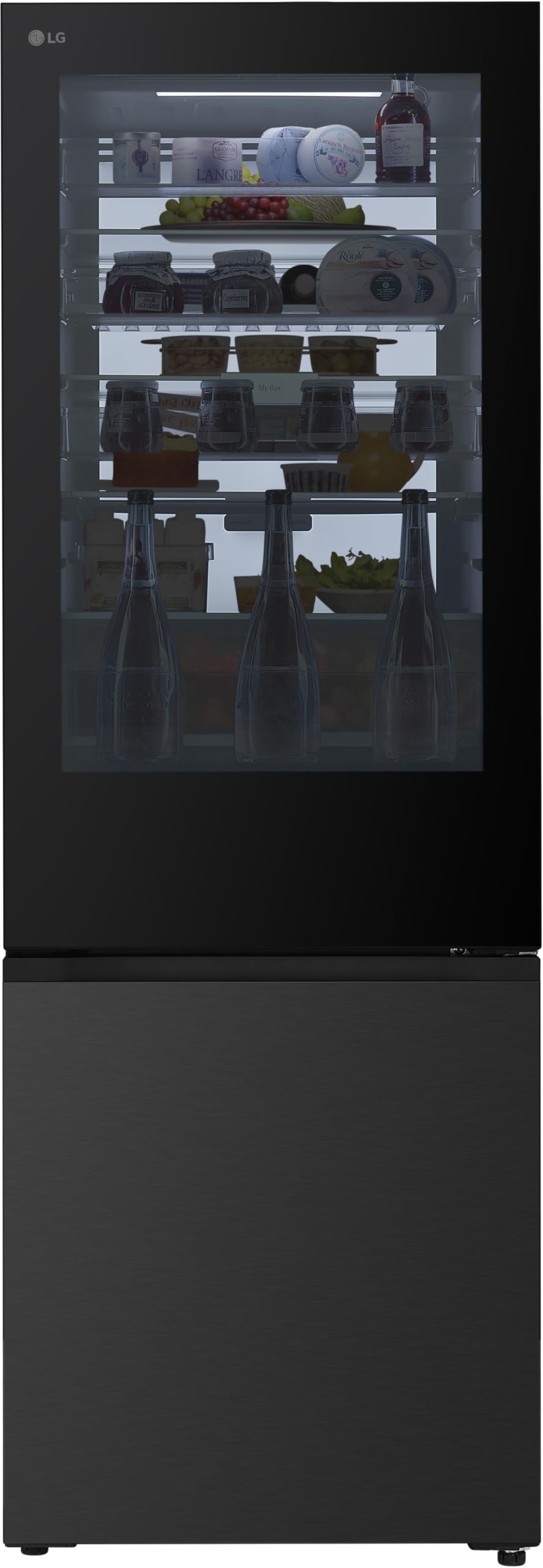 LG GBGW92GCEV Fit&Max Kühl-/Gefrierkombination (465 L, Energieklasse C) vollintegrierbar oder freistehend mit InstaView, FRESHConverter+, Total No Frost, MyBox, Schwarz