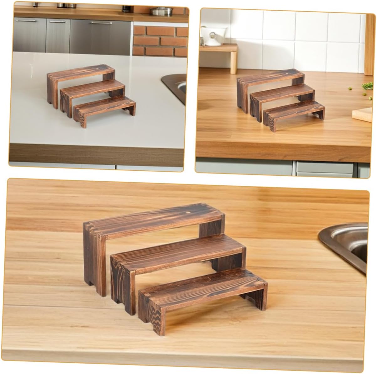 LIFKOME 2sets Display Rack Cupcake Display Stand Wooden Shelves Retail Desktop Figures Stand for Home Decor Retail