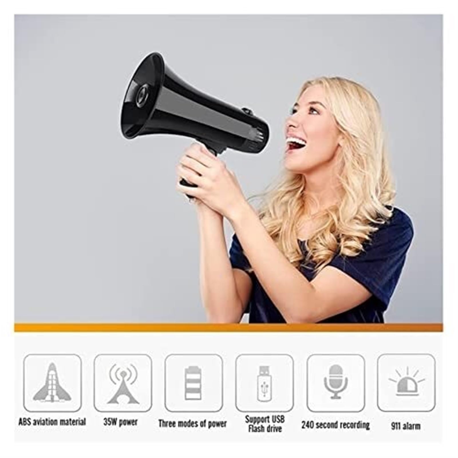 Speaker, Megáfono Altavoz Potencia Megáfono Portátil con Micrófono De Mano Desmontable, Ideal para Exteriores Eventos, etc.