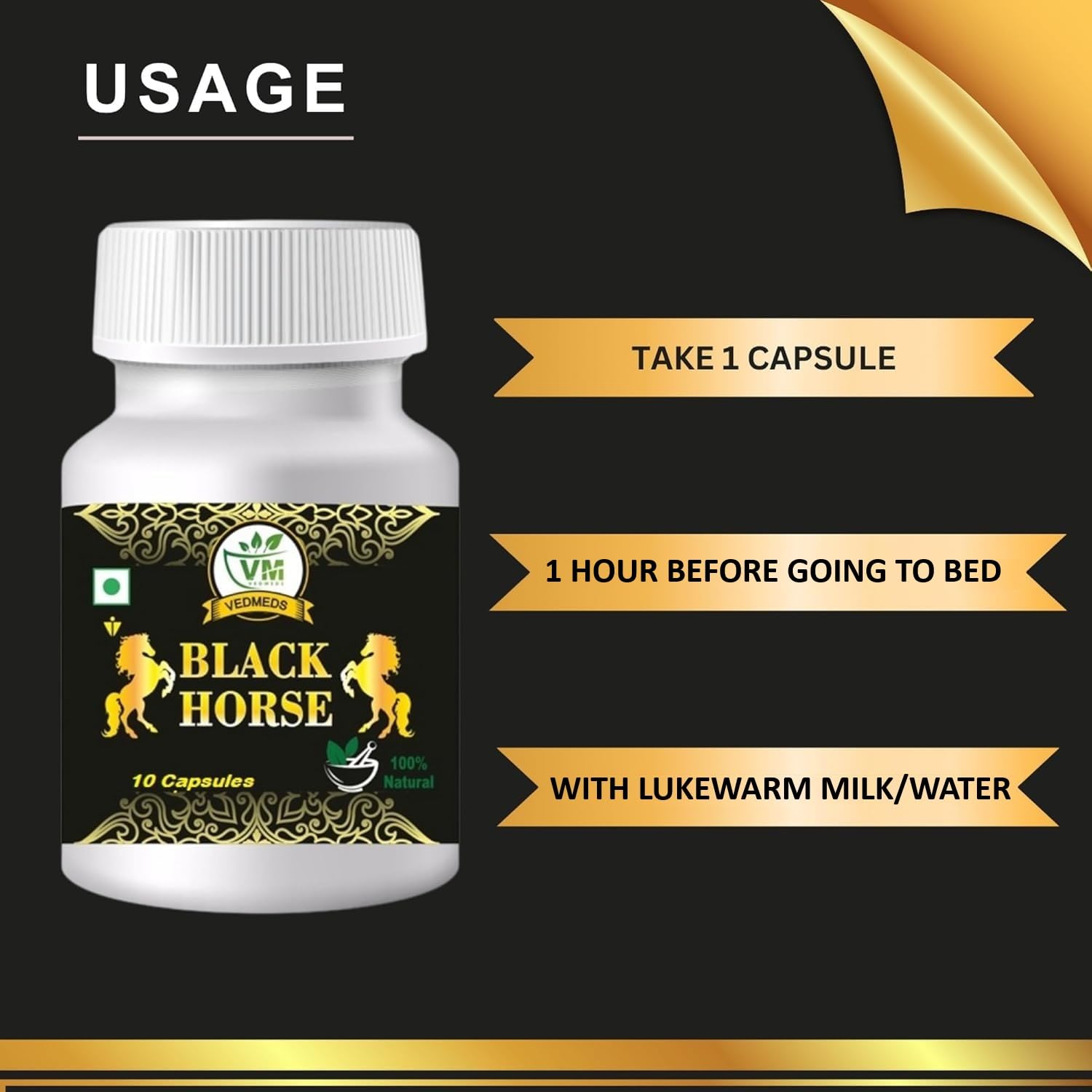 Black Horse Performance Capsule for Men - Ayurvedic Stamina Booster - 10 Capsules — Amazon image 5