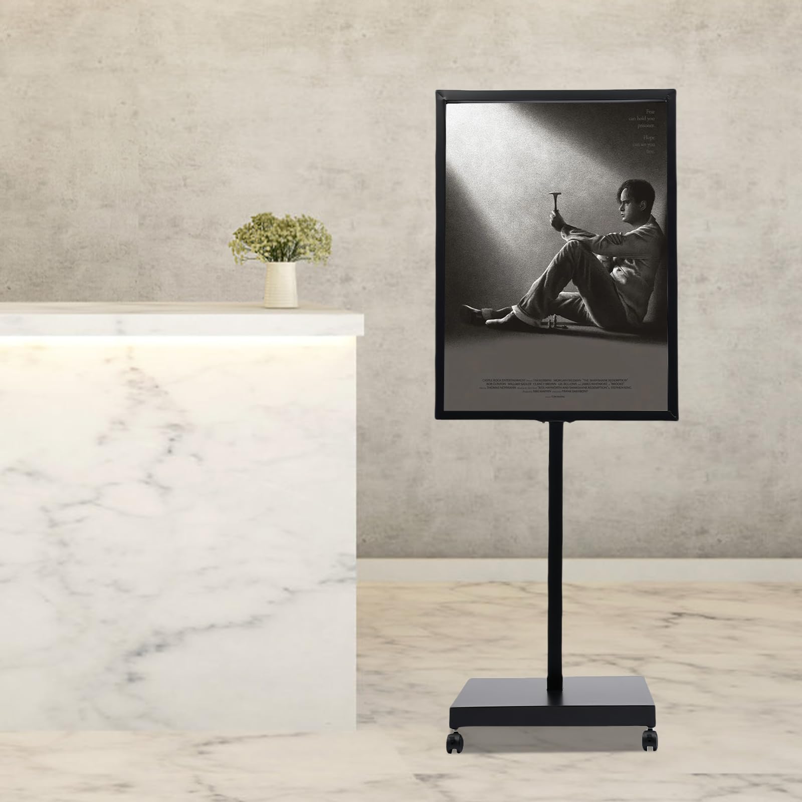 Soporte de información 64 x 89 cm negro para carteles, soporte de suelo, 167 cm de altura, soporte para carteles, soporte publicitario para bodas, ferias, tiendas minoristas y menús