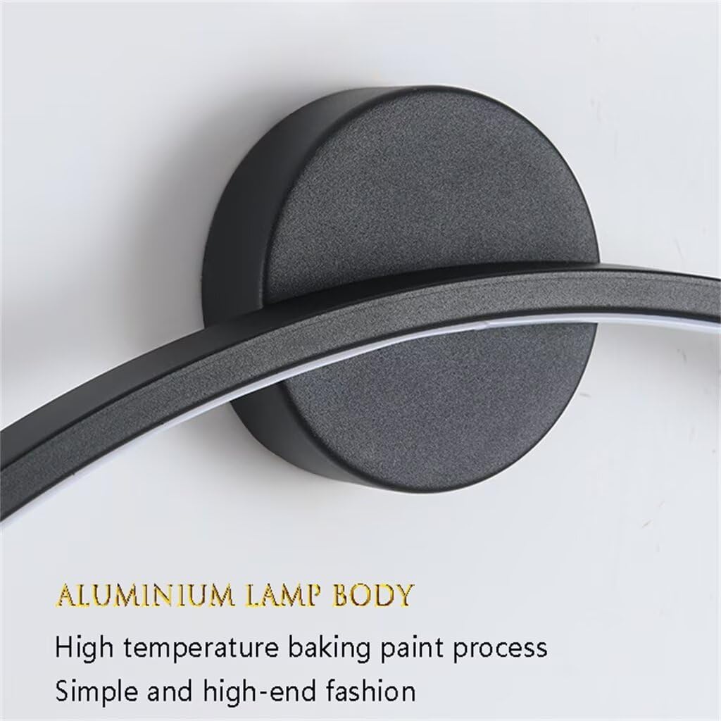 Applique da Parete Interno LED, 50cm Nero Minimalista Cerchio Lampada da Muro per Soggiorno Dimmerabile Anello Luce Parete Illuminazione Indiretta Cablata, per Ufficio, Camera da Letto