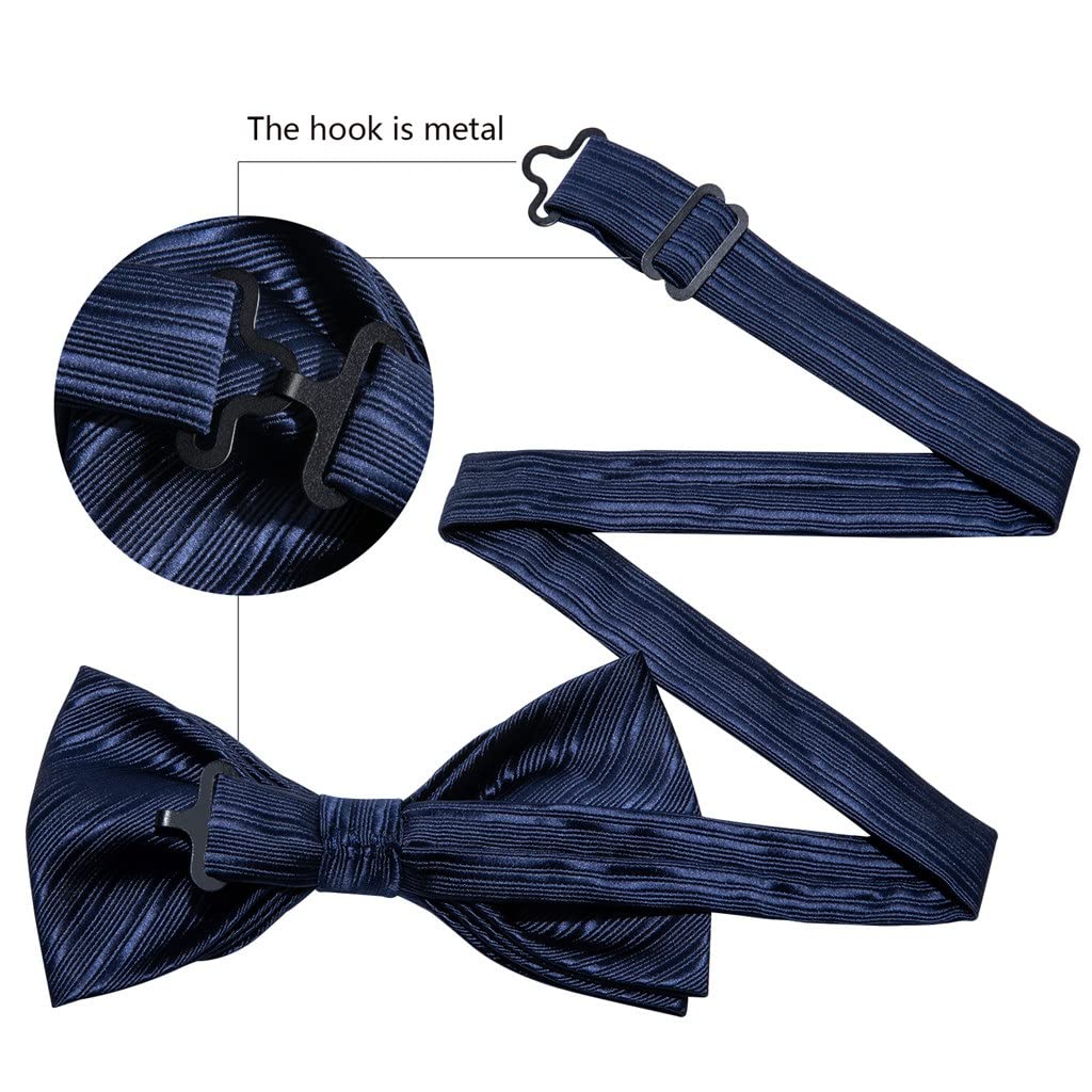 Corbata a Rayas para Hombre, Pajarita de Seda, Pajaritas Formales de Mariposa, Lazos preatados de Negocios, Gemelos Cuadrados de Bolsillo