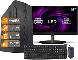 Computador Completo Intel i5 16Gb Ssd 480Gb GT610 2Gb Monitor 19