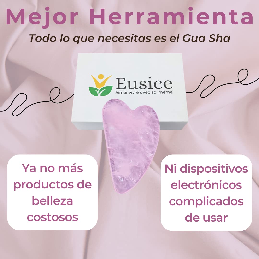 Gua Sha Facial Cuarzo Rosa Piedra Natural - Antiarrugas Regalo