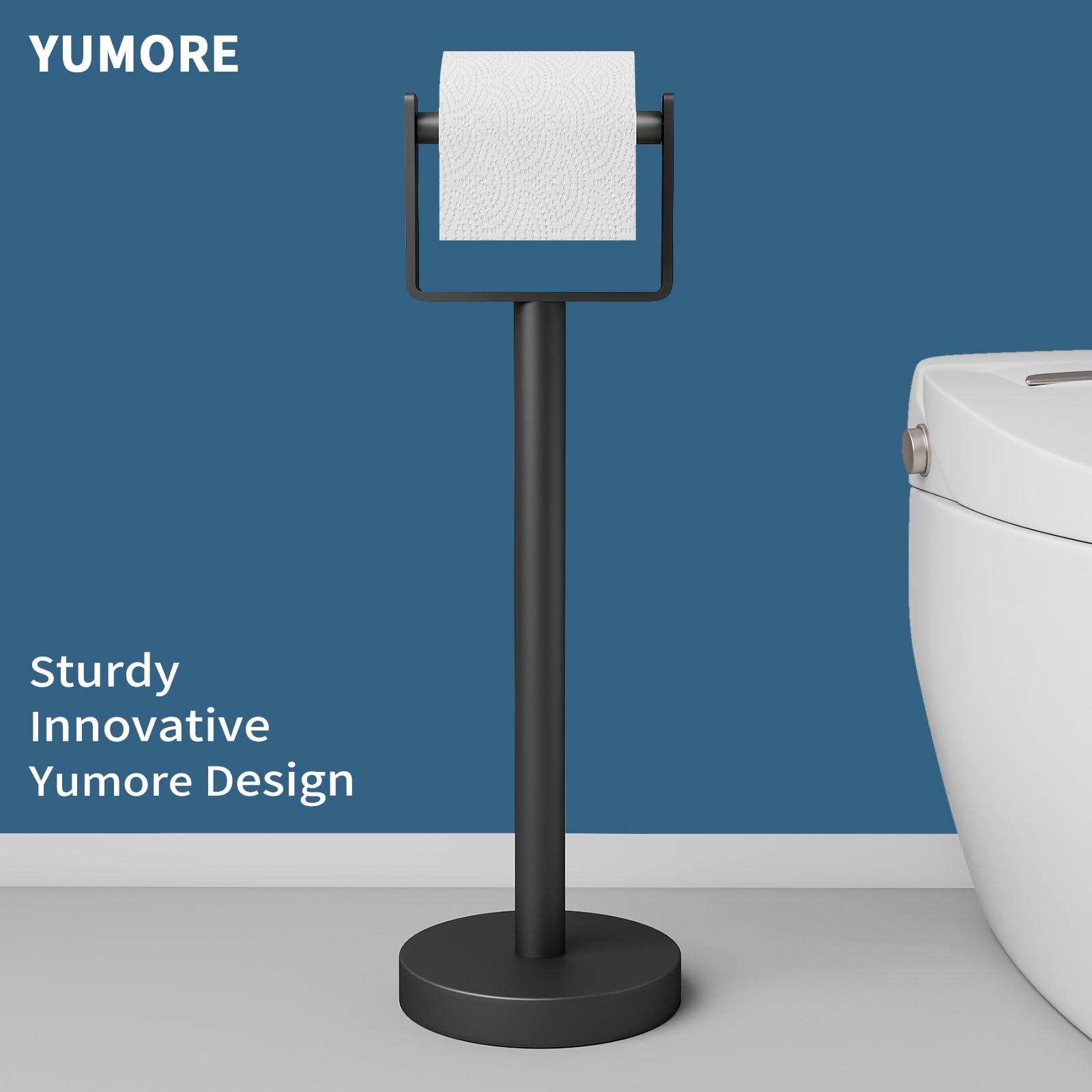 YUMORE Heavy Duty Toilet Paper Holder Stand, Extra-Weighted Base No Tipping — Amazon image 2
