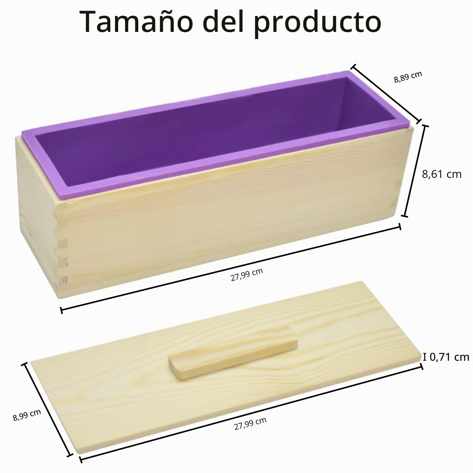 Artcome Kit de 2 moldes de corte rectangulares de silicona para pan de 1200 ml, 2 cajas de madera con tapa, herramienta de corte ajustable de madera con cortador corrugado de acero