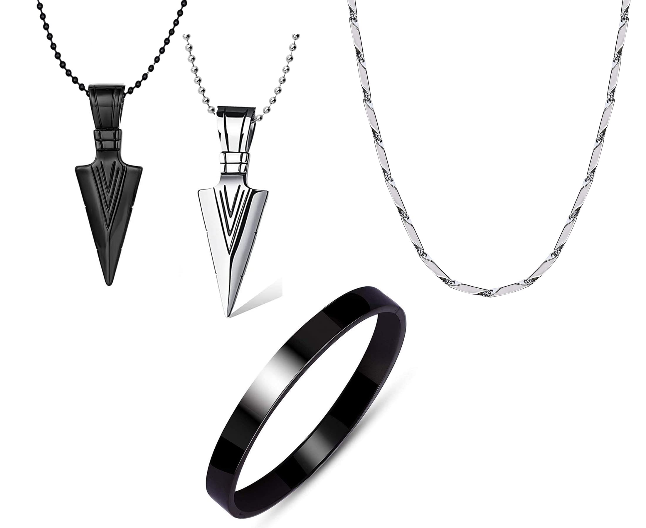 See full amazon price history chart for Okos Mens Stainless Steel Jewellery Combo of 2 Black and Silver Polish Arrow Pendant With Rice Shape Neck Chain and Full Kada For Boys and Men PD1000878STYL1 Okos Mens Stainless Steel Jewellery Combo of 2 Black and Silver Polish Arrow Pendant With Rice Shape Neck Chain and Full Kada For Boys and Men PD1000878STYL1 (B0BXDRYF2T) Amazon Price History, Amazon Price Tracker
