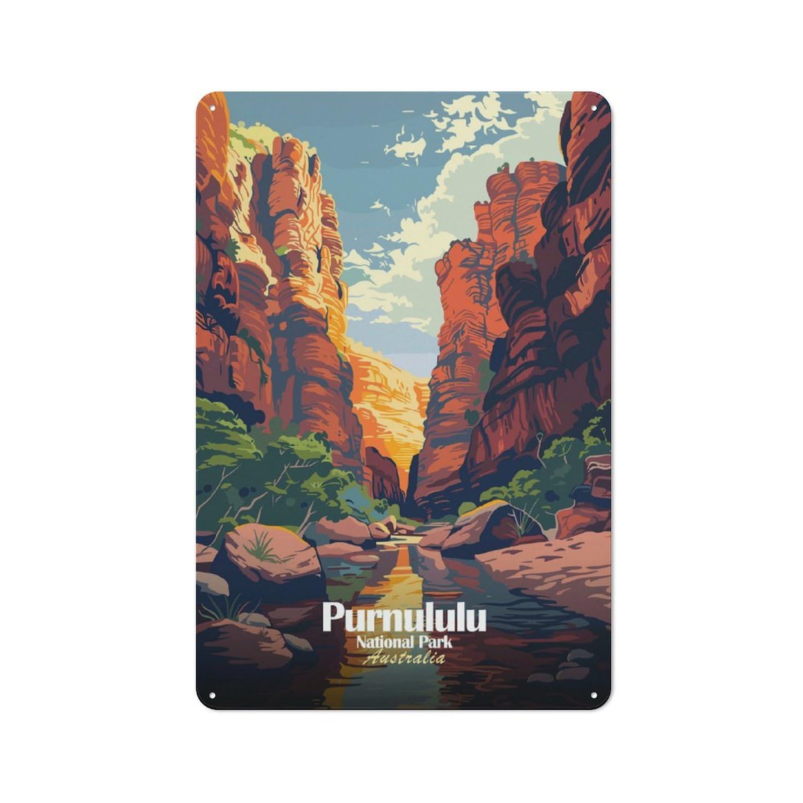 Junmoney Purnululu National Park Australia Illustratio N Rustic Metal Wall Decor 30X20cm, Rustic Metal Sign For Farmhouse Kitchen, Pantry Or Dining Area