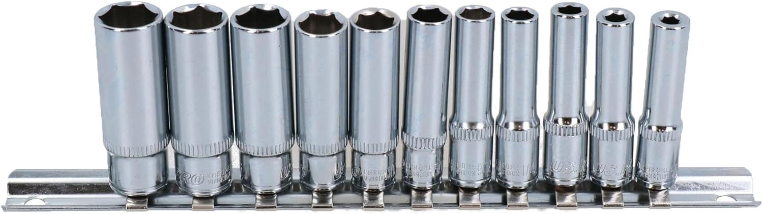 1/4" Drive Double Deep Imperial SAE AF 6 Sided Sockets 5/32" - 1/2" 11pc Set