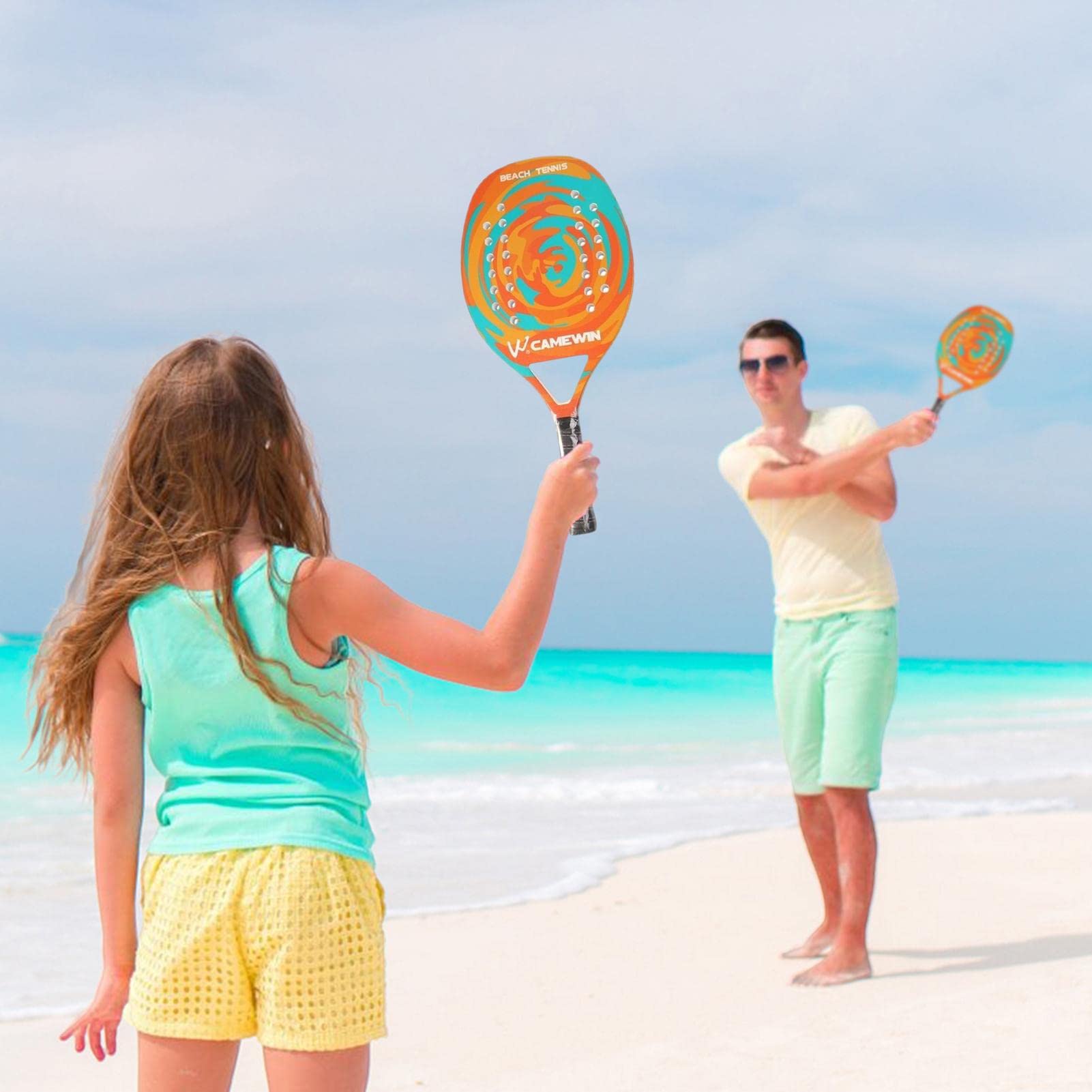 playa | Raqueta tenis carbono para adultos, profesional ligero espuma EVA con bolsa para pelotas playa interiores y exteriores, Lingjiong