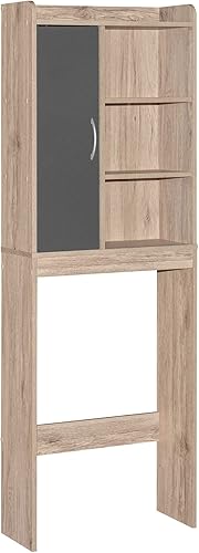 Miniatura 8 de Woodpeckers Furniture And Mattress Ace - Estante de almacenamiento para inodoro (roble natural + gris oscuro)