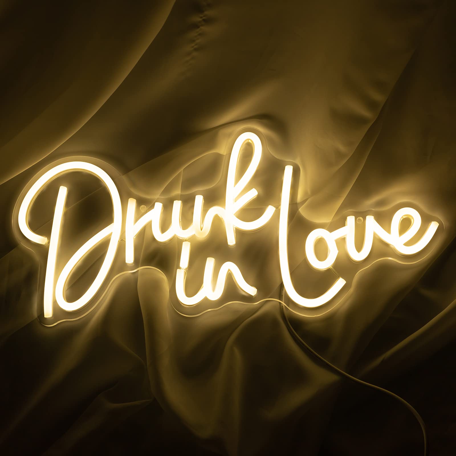 Drunk in Love Neon Sign - Led Letter Light in Warm White for Bedroom, Club, Bar, Christmas, Wedding, Engagement Party Decor
