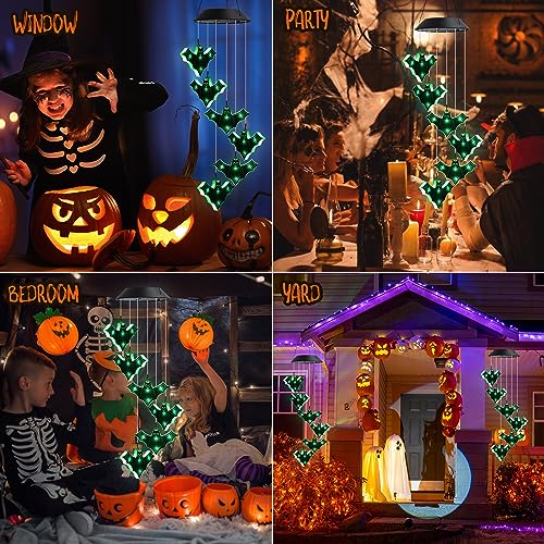 Image of Toodour Halloween Decorations Lights, Hanging Bat Lights for Outdoor Halloween Decor, Halloween Wind Chimes, Waterproof Solar Halloween Lights for Garden, Patio, Window, Yard, Party, Bat Decoration