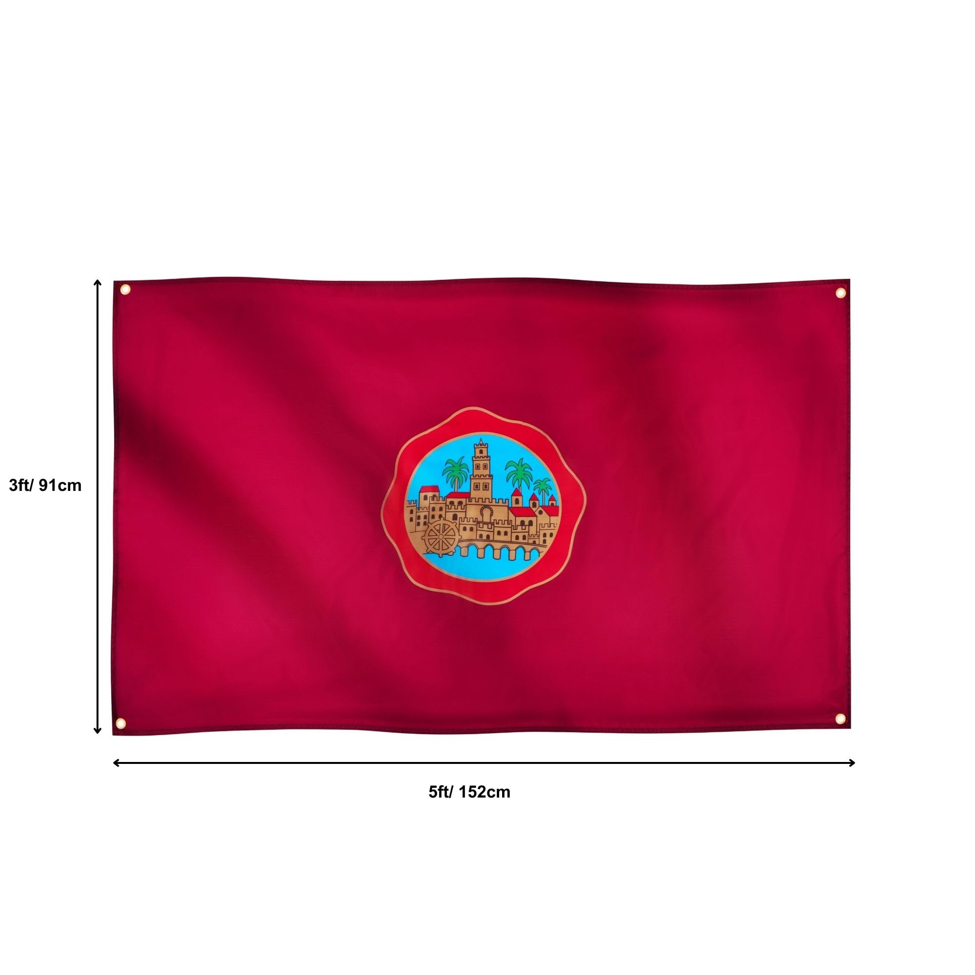 Runesol Cordoba Flag, 91x152cm, 3ft x 5ft, 4 Grommets, Eyelet In Every Corner, Cordova, Spanish Regional Flag - Image 2