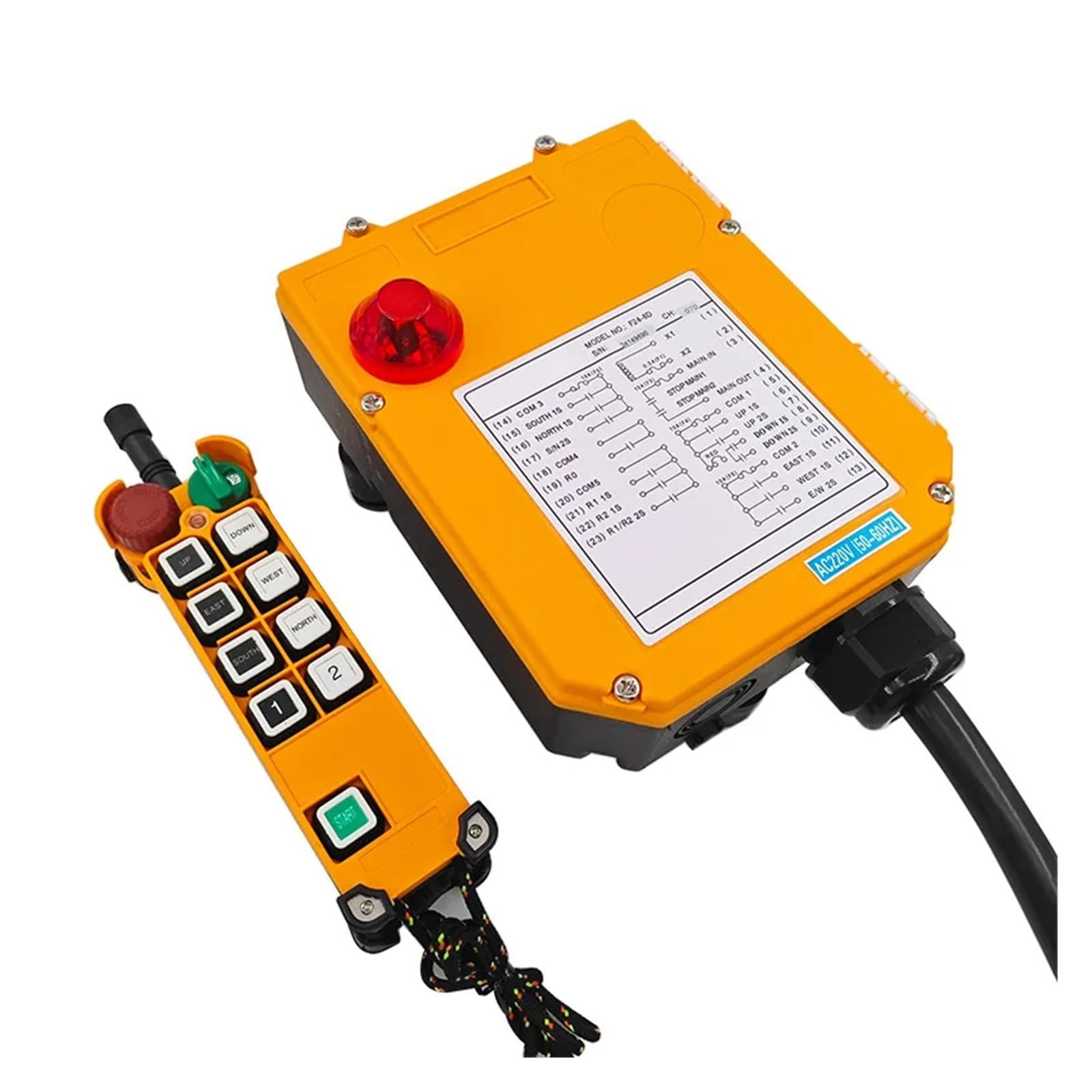 F24-8D/S Interruptor de control remoto industrial inalámbrico de doble velocidad para grúa de radio elevador, controlador de puente elevado F24-10D/S F24-12D (F24-8D, 48V)