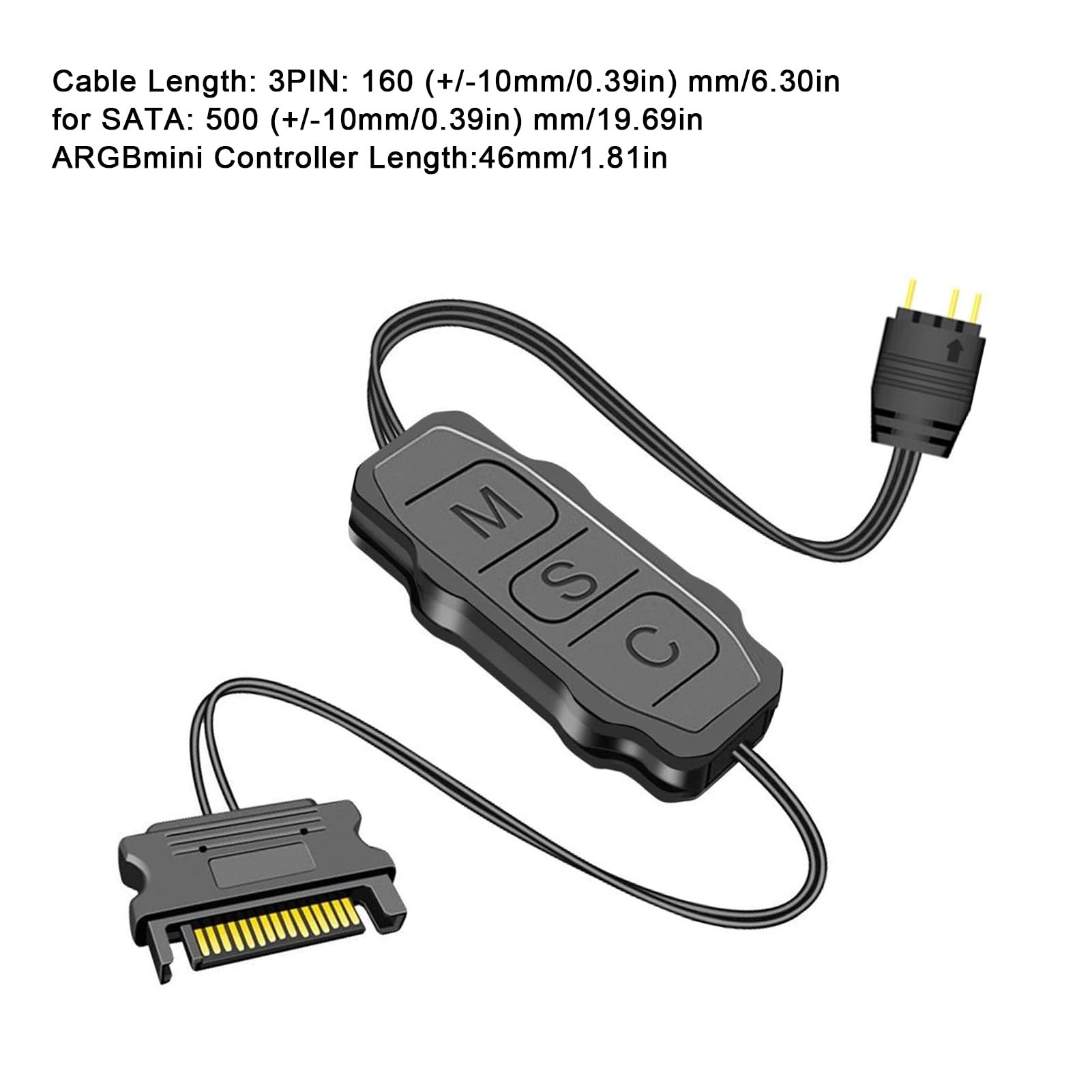 Kontroler ARGB 5V 3Pin Kontroler RGB, Zasilacz SATA Pilot z Paskiem świetlnym, do Wentylatora PC, Listwa Oświetleniowa (Plyistyz8k2f3ma5b-12)