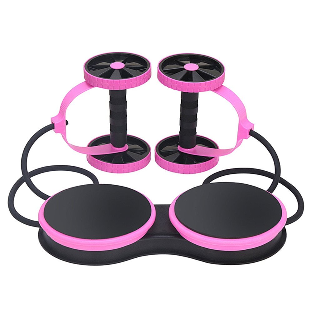 VSOAIR Home Gym Fitness Exercise Dumbbell, Barbell, Pull Rope, Waist Twister, AB roller Red