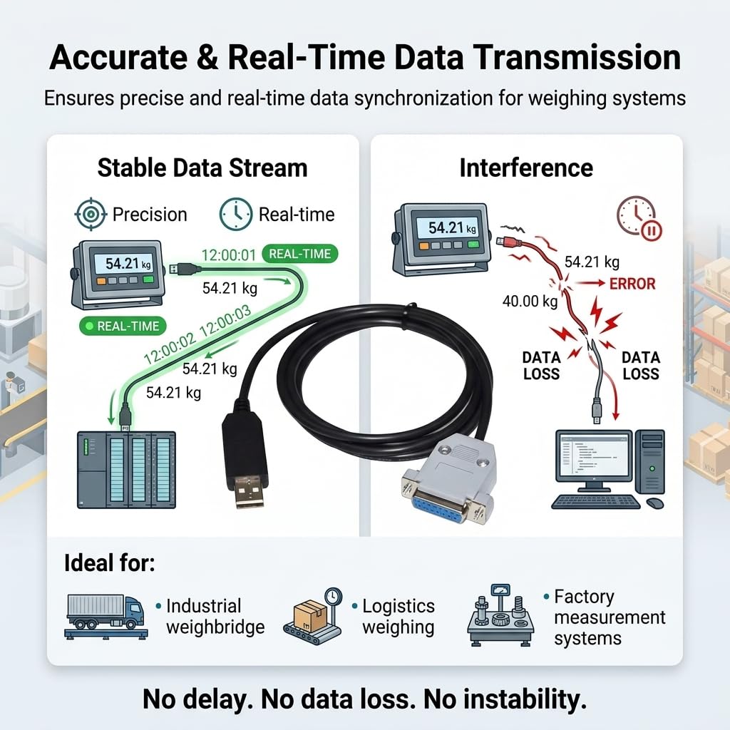 FT232RL USB to DB15 Female Serial Communication Cable 1.8 Meters for Dahua Weighbridge/Electronic Weighing Connected to PC