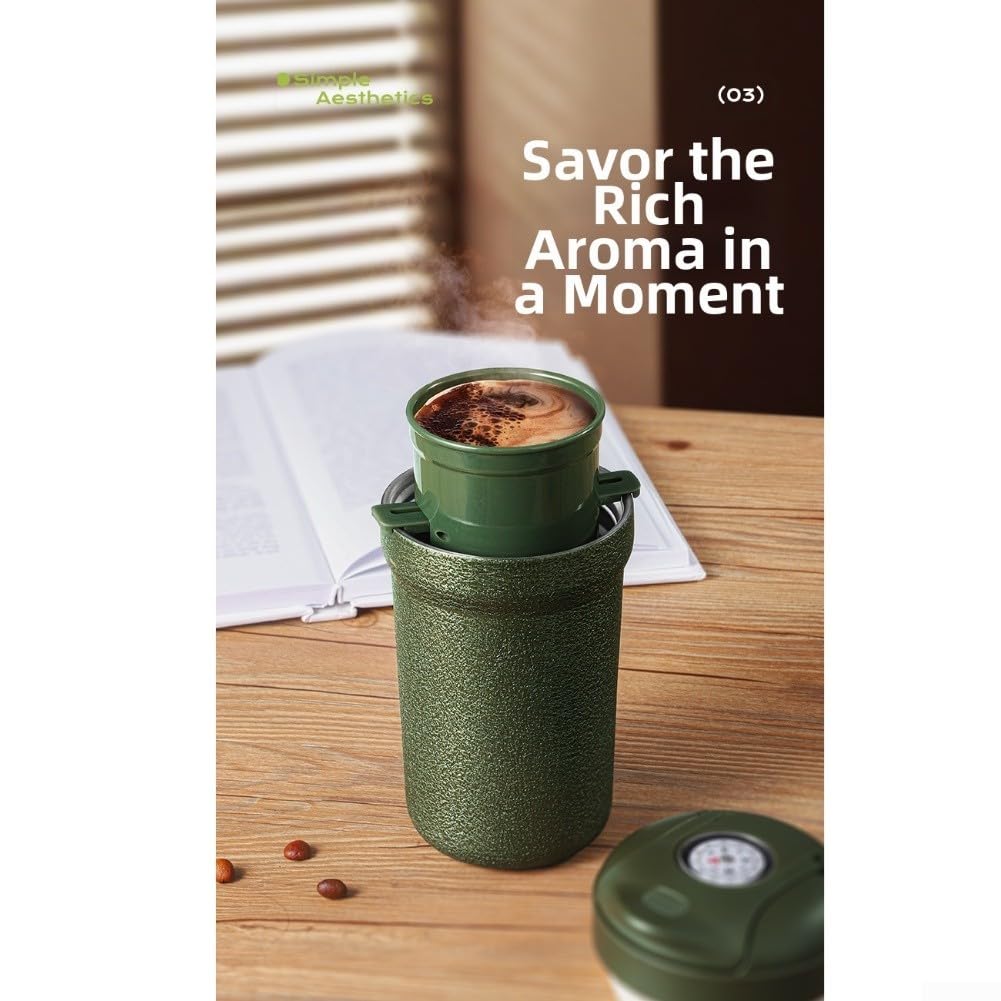 Molinillo de café manual de acero inoxidable con taza integrada para prensa de espresso, café por goteo, molinillo de mano portátil resistente al óxido para viajes, hogar, uso al aire libre