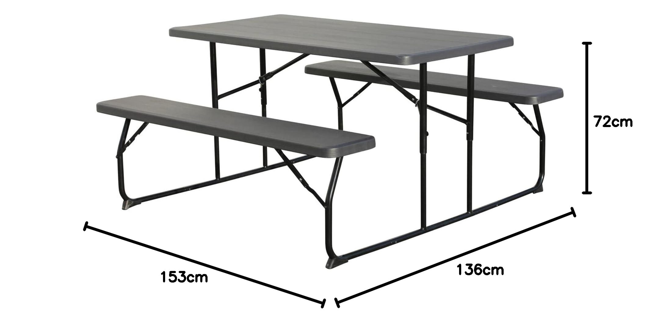 Dynamic24 Bierzeltgarnitur Set Tisch 2 x Bank für drinnen draußen klappbar Kunststoff Holzoptik Gartengarnitur Klapptisch Gartentisch Campingtisch Bierbänke Gartenmöbel Sitzgruppe Möbel Sitzgarnitur