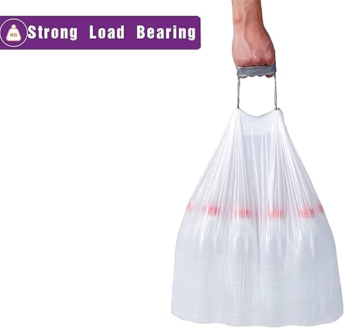 Miniatura 4 de Code J (50 unidades) Bolsas de basura de plástico resistentes con cordón de 10-10.5 galones de 1.2 mil. Bolsas de basura con cordón blanco de