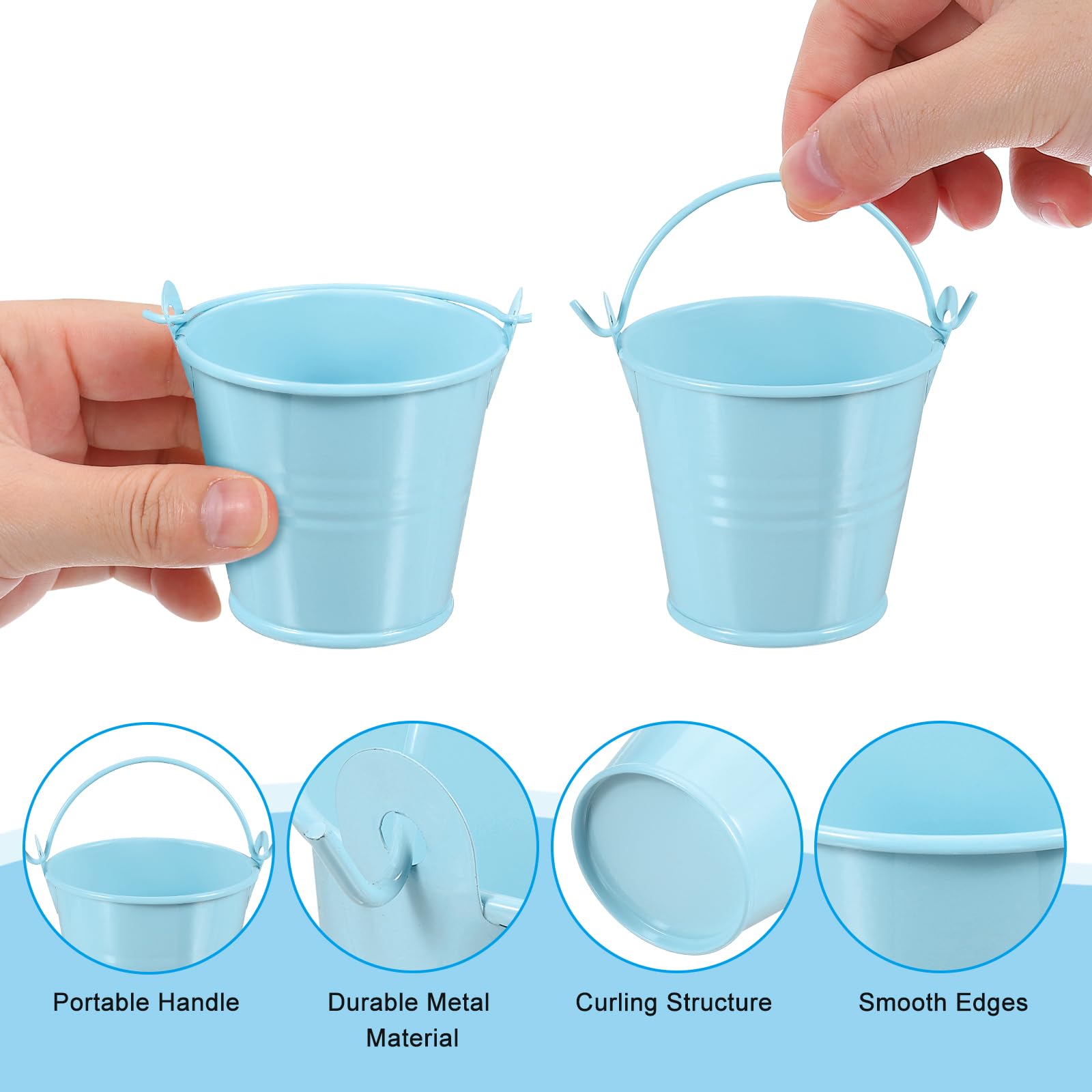 PATIKIL 2.4"x2" Small Metal Buckets with Handle - Image 3