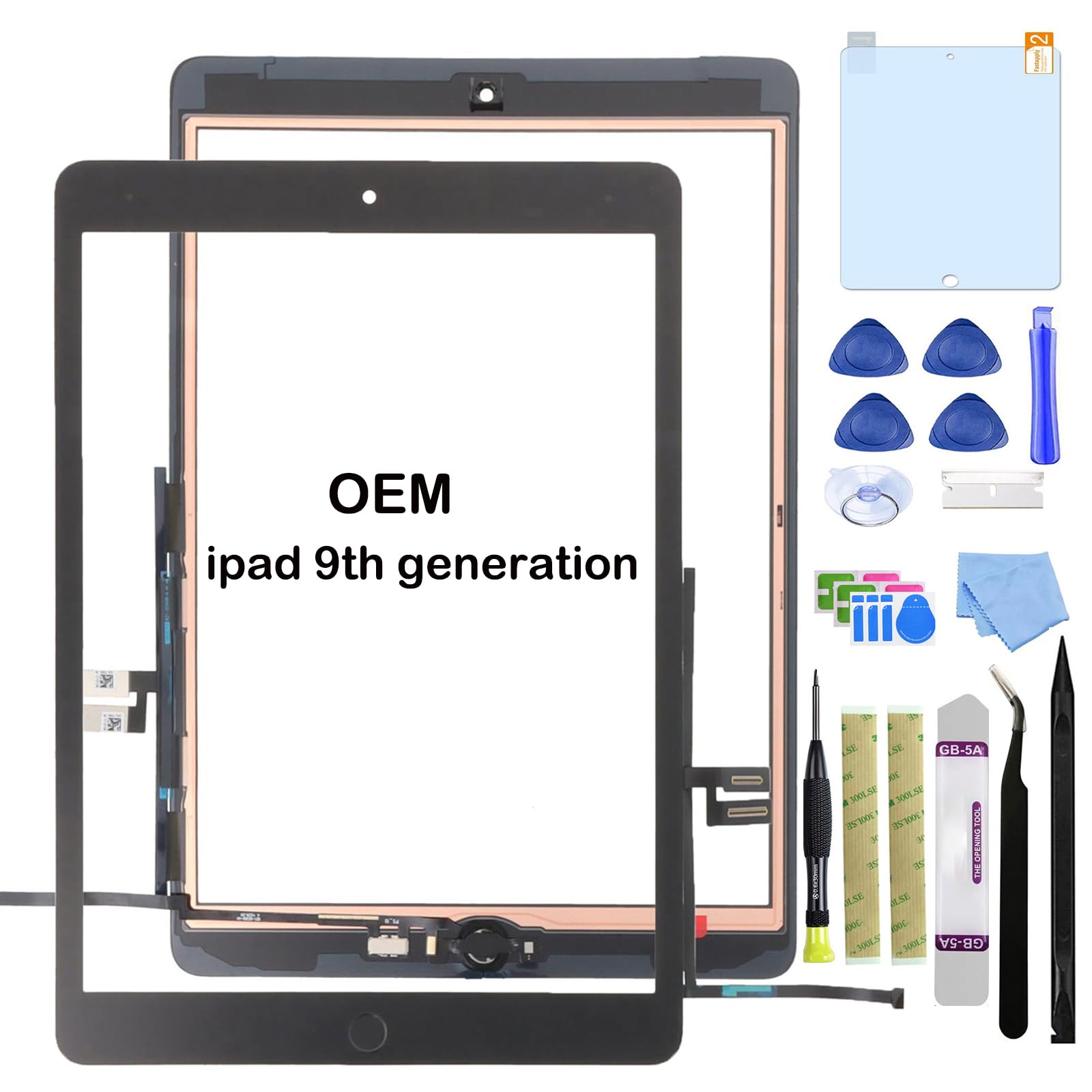 for iPad 9 (9th Generation) Screen Replacement, OEM Digitizer Touch Glass Replacement for ipad 9th Gen 10.2 inch (A2602 A2603 A2604 A2605，2021 Released) with Home Button (NO LCD) ipad 9th(10.2 inch)