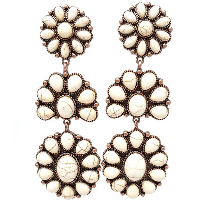 Western Flower Clip On Drop Dangling Earrings Boho4