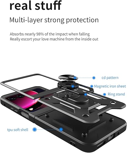 Miniatura 5 de Armor - Funda para Motorola Razr +  Motorola Moto Razr Plus 2023 para hombre, protección resistente con anillo de dedo de 360 para Motorola Razr 40