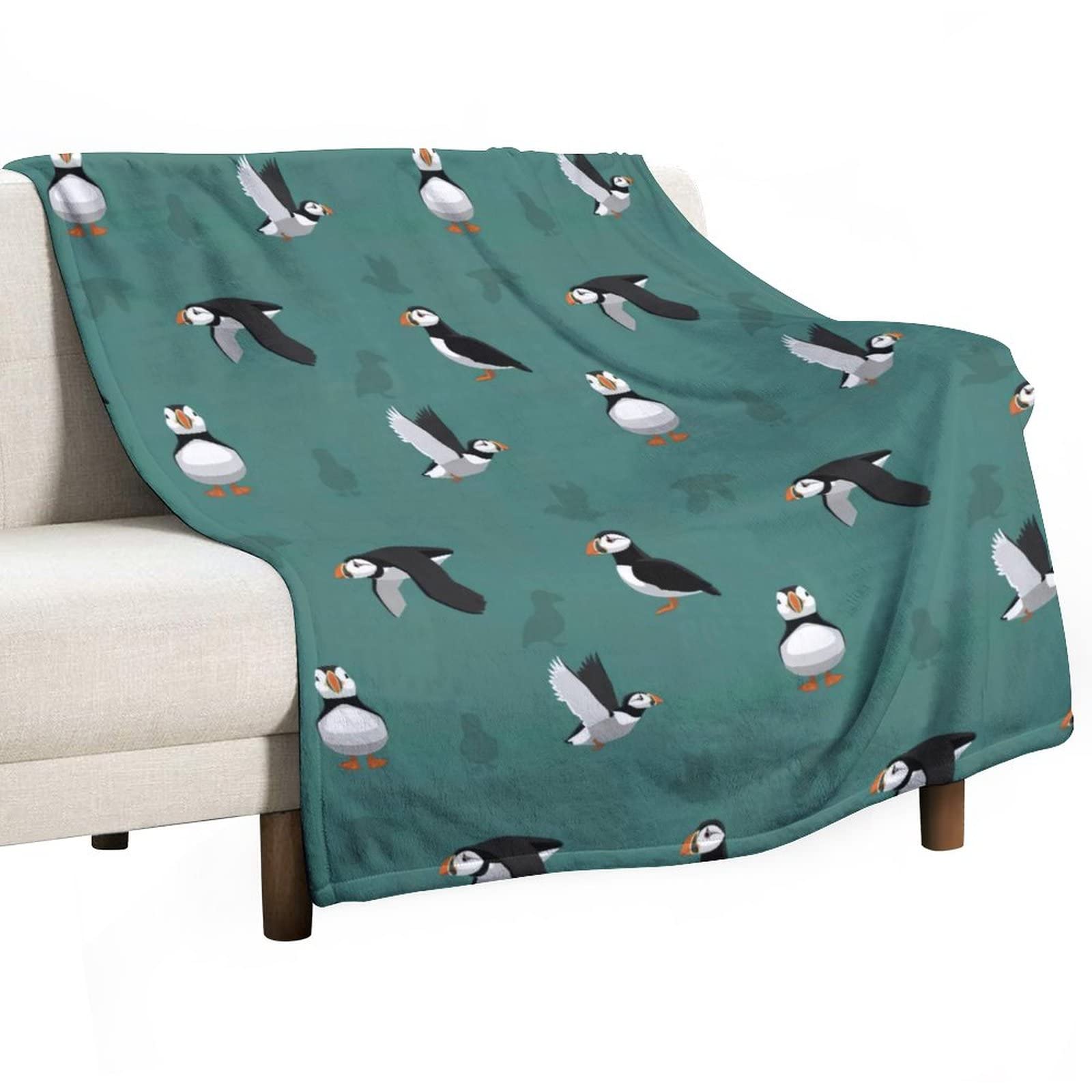 GIGEN Puffin Seabird Blanket Cozy Soft Fluffy Outdoor Indoor Anti-Pilling Flannel Fleece Throw Blankets