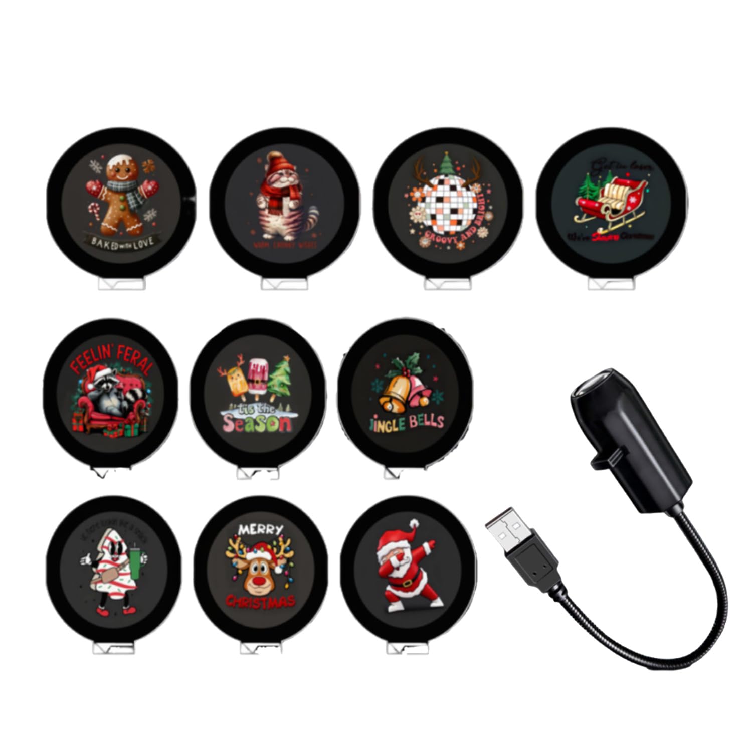 Plug and Play HD Christmas Projector, 360‑Degree Rotating Lamp (10pc)