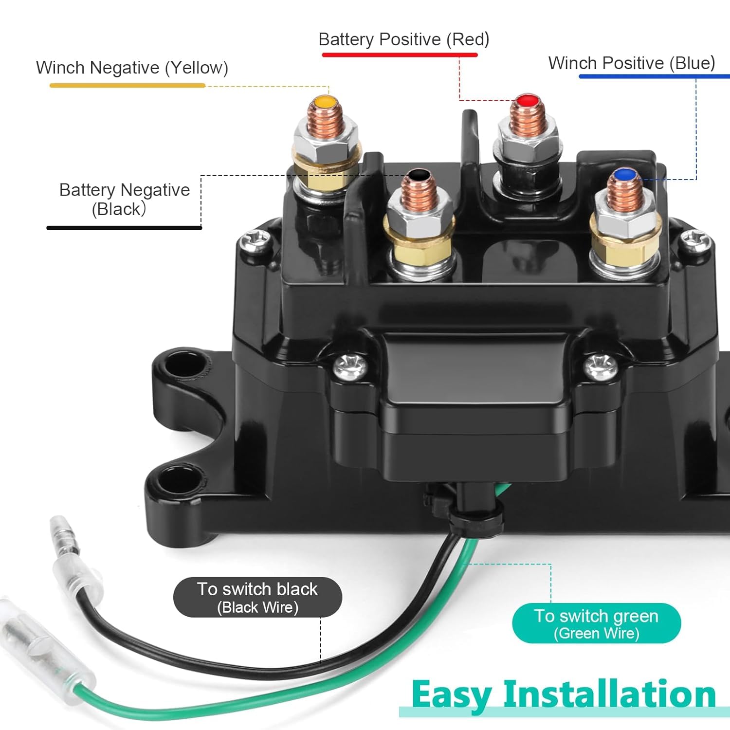 12V 250A Winch Solenoide Relay Contactor Pulgar Camión para ATV UTV 2000-5000LB Winch con 6 tapas protectoras - Ovsor