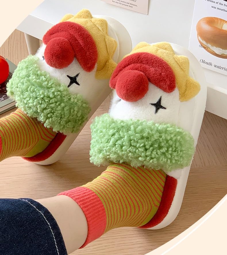 Christmas Slippers Fuzzy Slippers Santa Claus Slippers Clown Slippers Fluffy Slippers Plush Cute Warm Y2k Aesthetic for House Bedroom Slides Slip-on Non-Slip Indoor Shoes Cartoon Father Christmas3