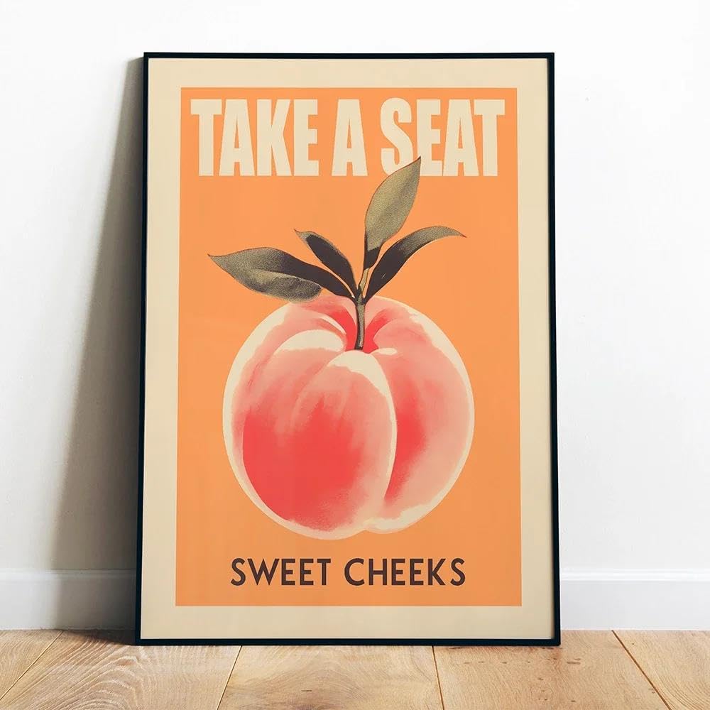 SHINERING Take A Seat Sweet Cheeks Posters Canvas Painting Pink Peach Pictures And Prints Wall Art For Home Bedroom Decor 50X70Cm Unframed