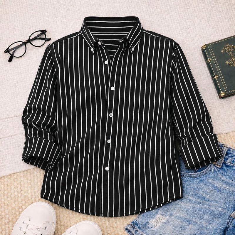 Image of Kids Cotton Full Sleeve Shirt Casual Look Comfortable Stylish Outfit for Boys Everyday Use