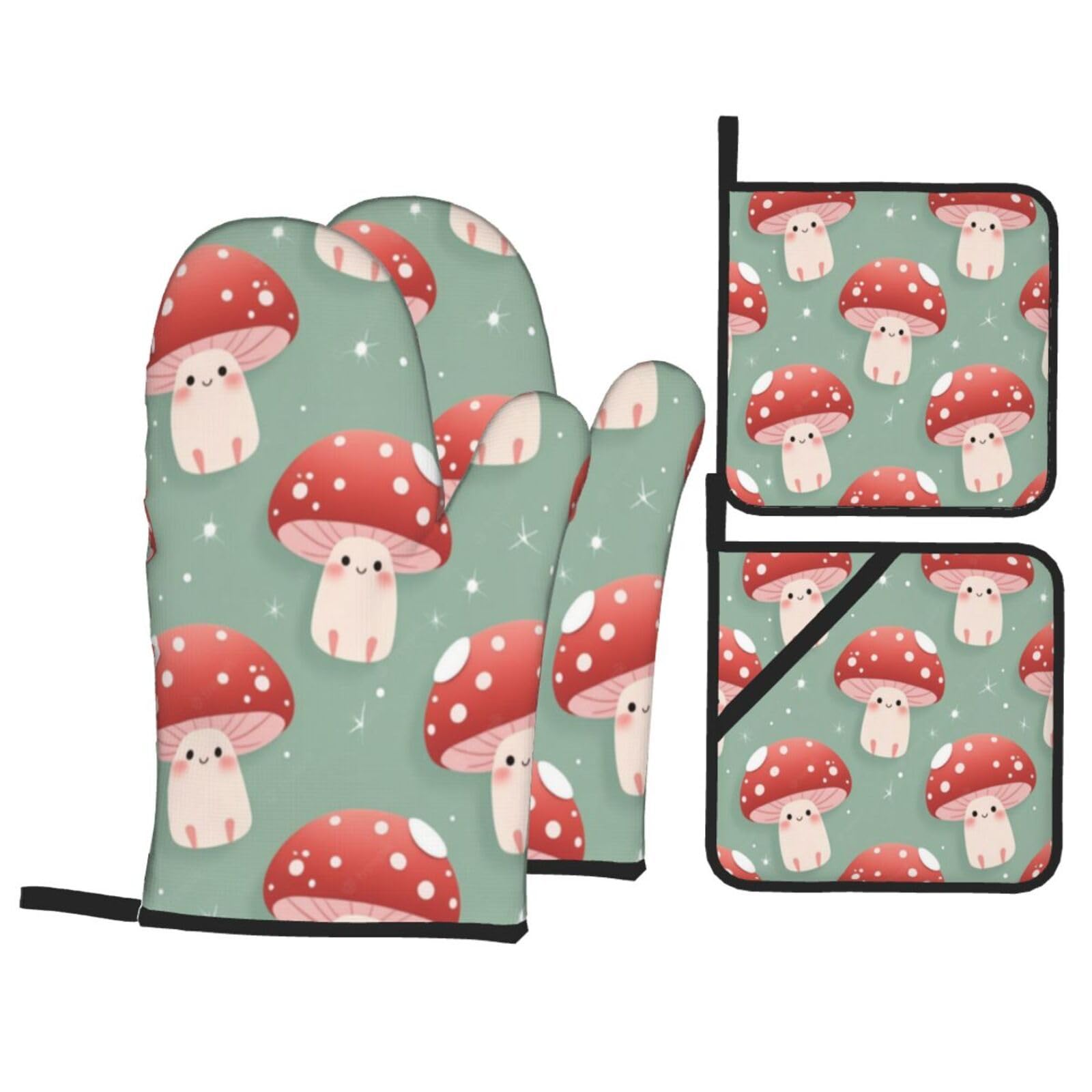 Guantes de Barbacoa Manoplas de Cocina Agarraderas Bolsillo Agarre Flexible