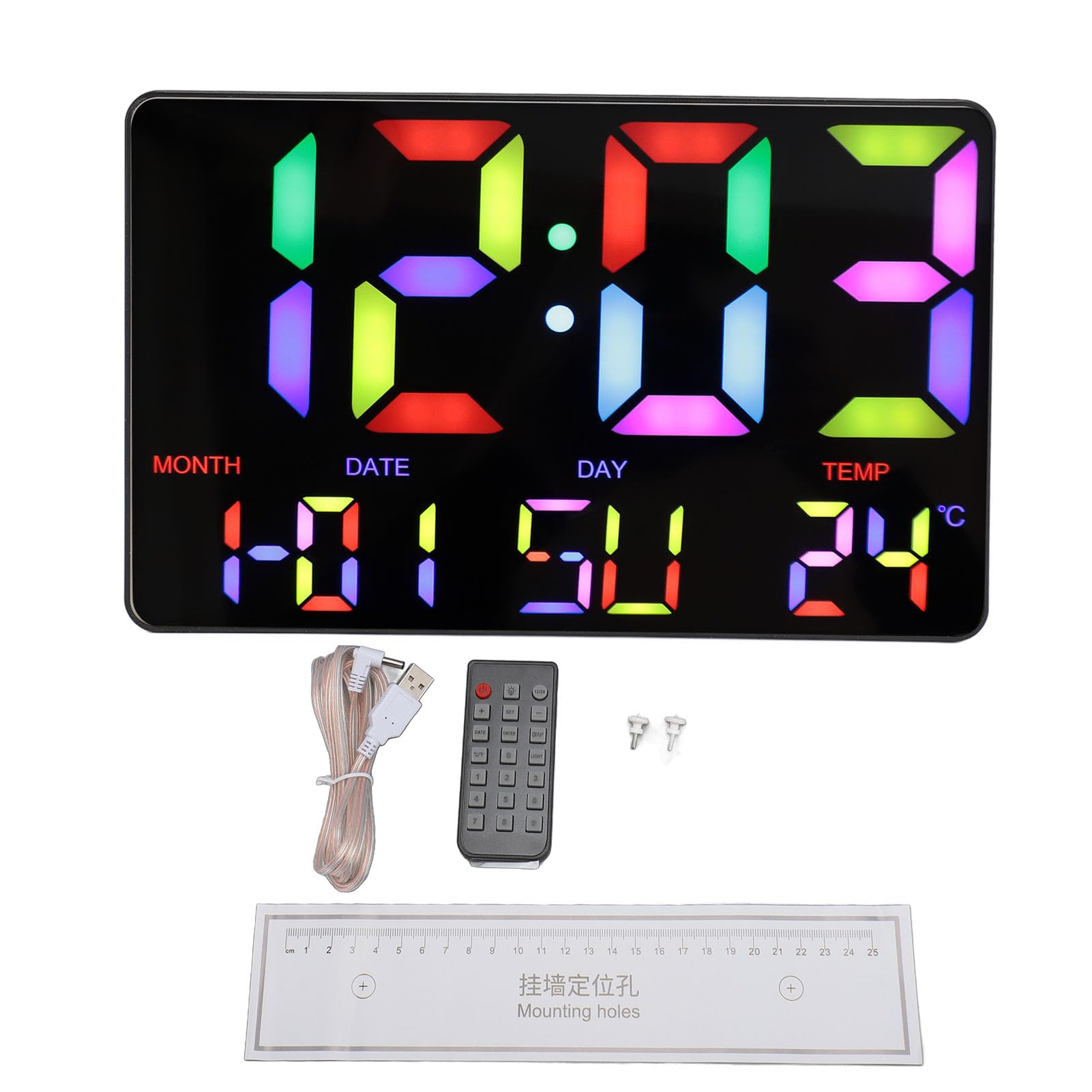 Horloge digitale LED grand écran pour voir l'heure la nuit sans éblouissement