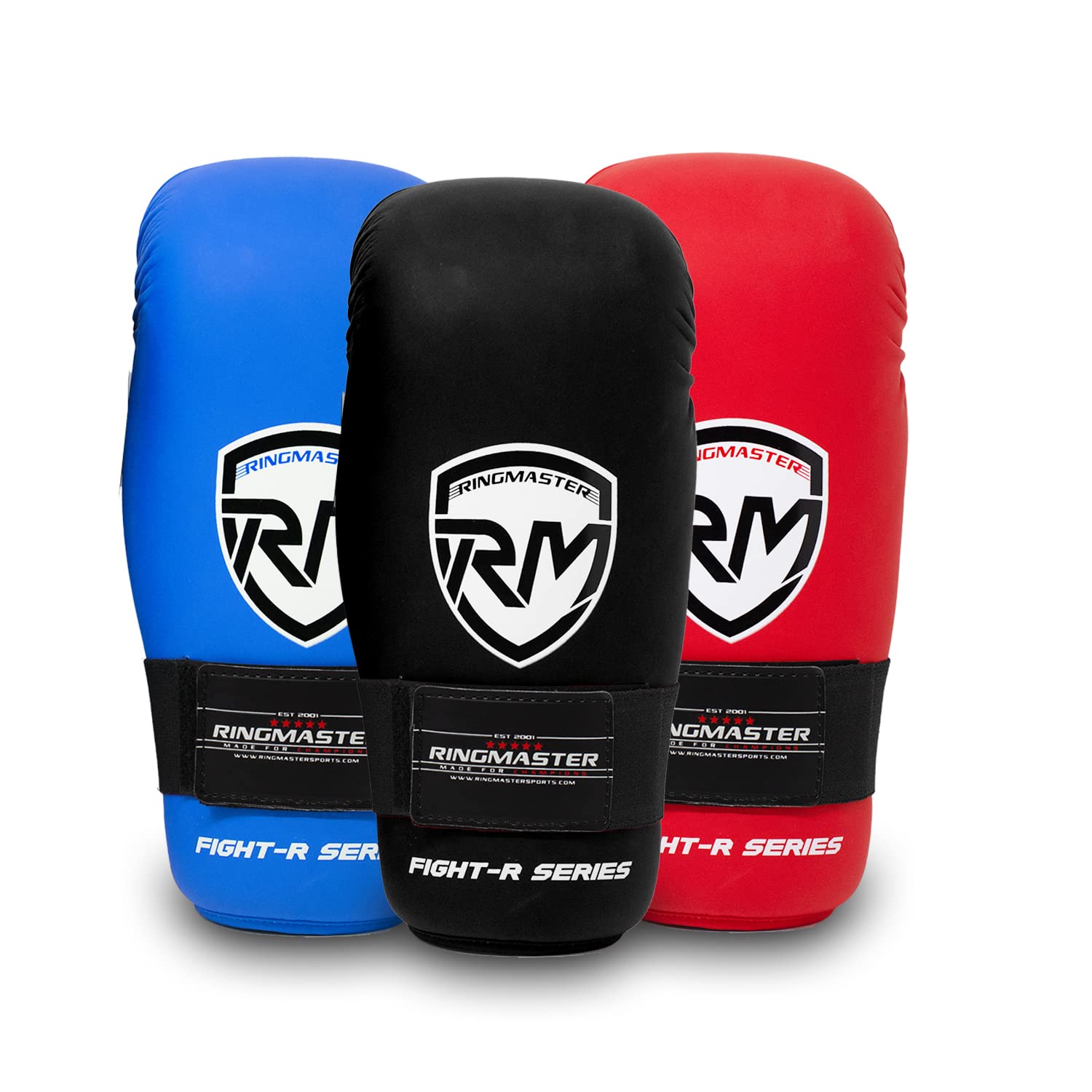 RingMaster Semi Contact Point Gloves Open Palm Hand Protector Taekwondo Training Sparring Martial Arts Kickboxing (Black, Large)