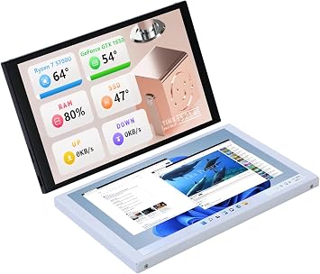 Turing Smart Display 8 İnç Siyah İkincil Ekran, 1280x800 USB Type-C/USB 9 Pin Mini Bilgisayar Durum Ekranı, Windows 10/11 Uyumlu Kasa İçi Yardımcı Ekran