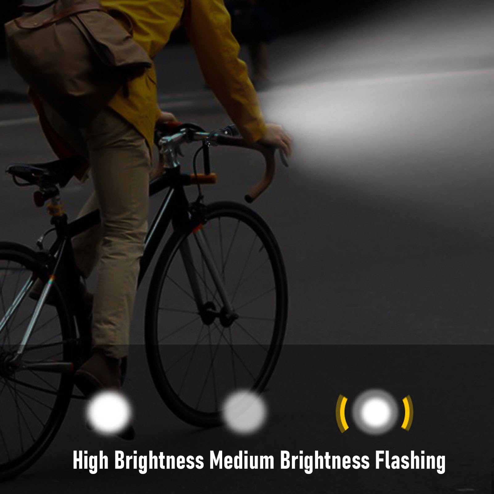 Juego de Luces Traseras Delanteras para Bicicleta, Brillo Ajustable con Control Remoto para Conducción Nocturna Segura, Resistente Al Agua IP66