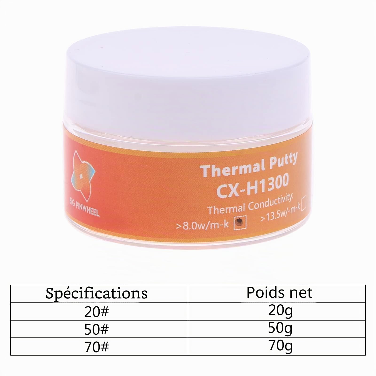 CX H1300 Mastic thermique 13,5 W/m.K Pâte de graisse conductrice thermique pour plâtre non conducteur 20 g/50 g/70 g pâte thermique en silicone